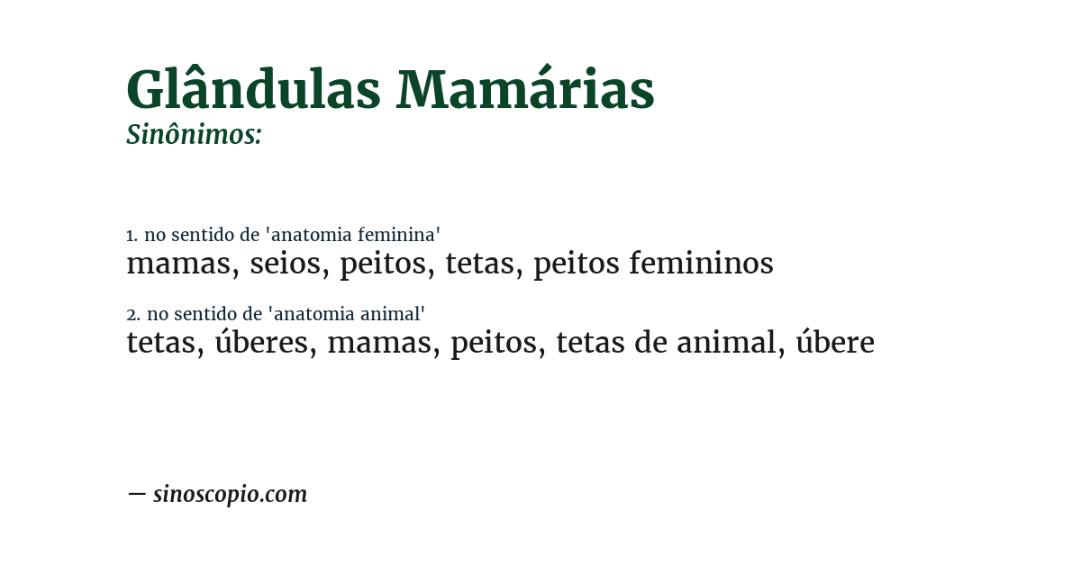 Sinônimo de glândulas mamárias