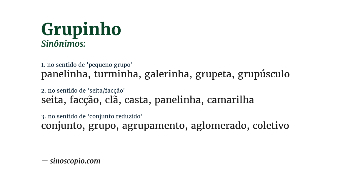Sinônimo de grupinho