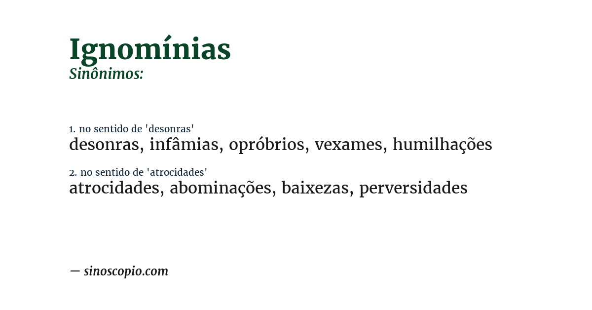 Sinônimo de ignomínias