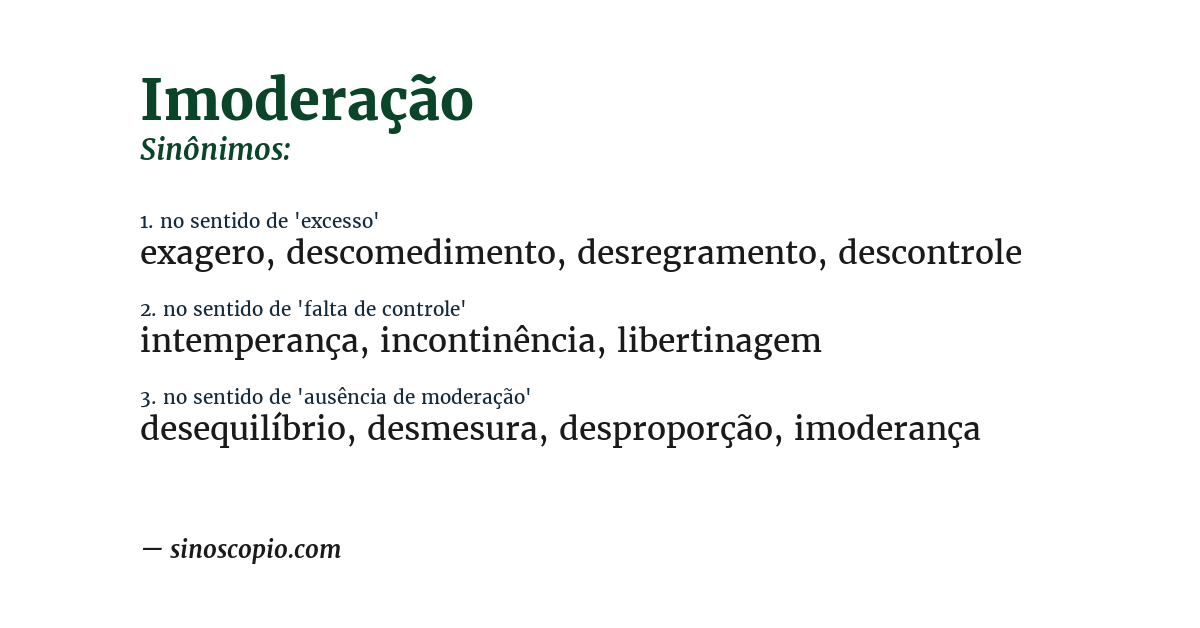 Sinônimo de imoderação