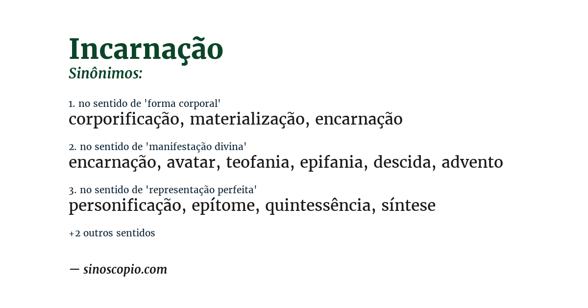 Sinônimo de incarnação