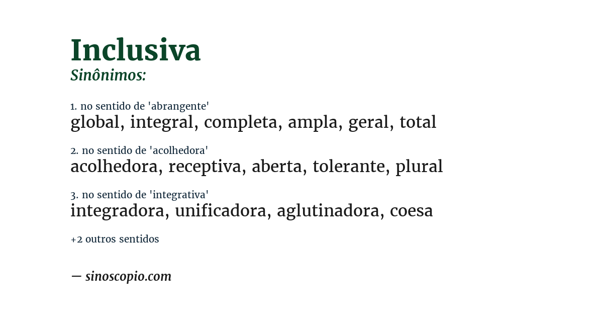Sinônimo de inclusiva