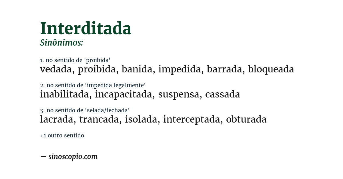 Sinônimo de interditada