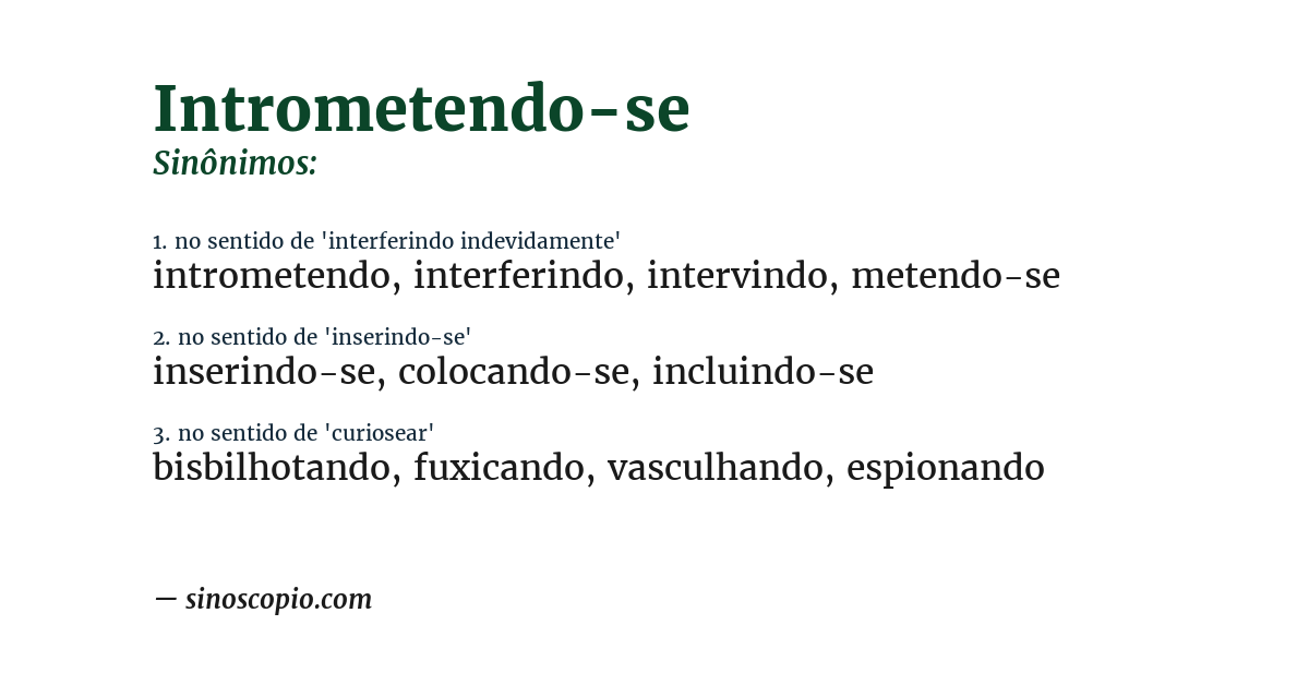 Sinônimo de intrometendo-se