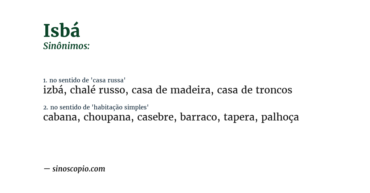 Sinônimo de isbá