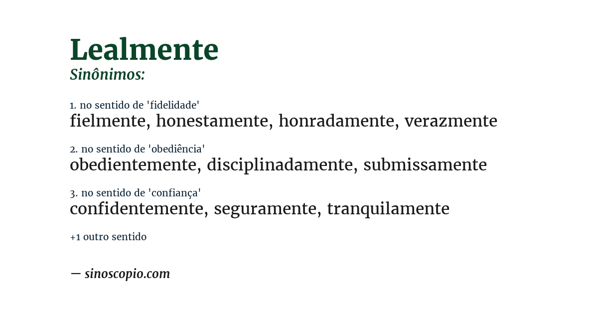 Sinônimo de lealmente