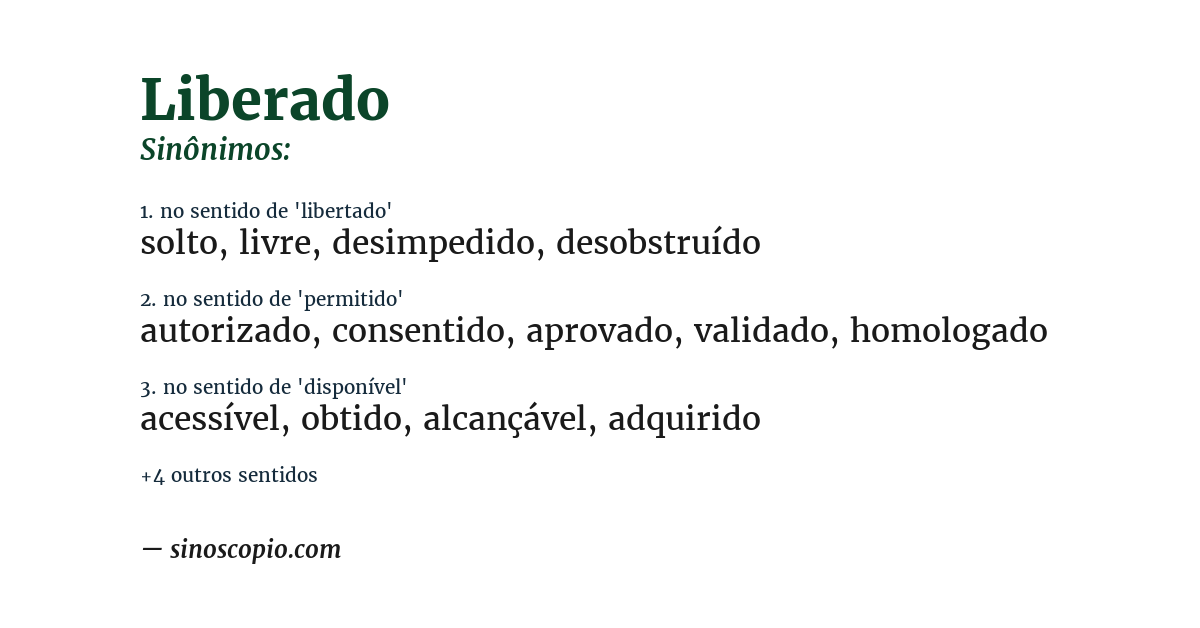 Sinônimo de liberado