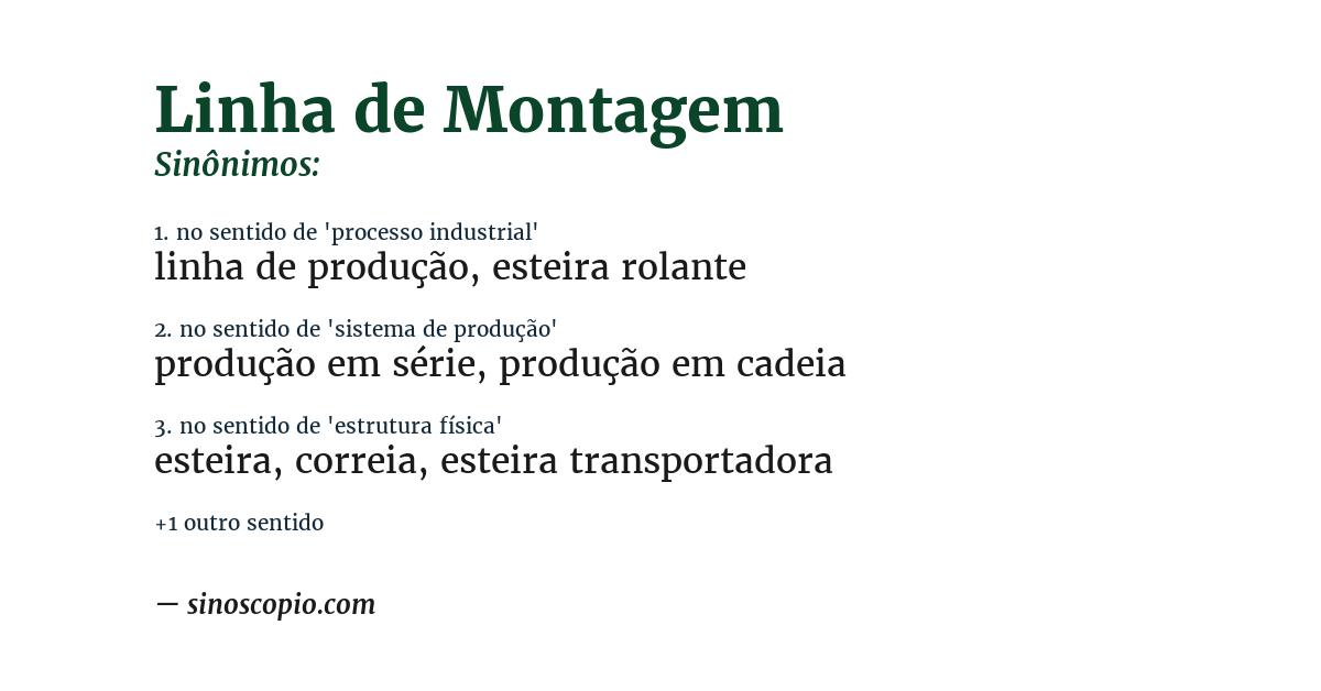 Sinônimo de linha de montagem