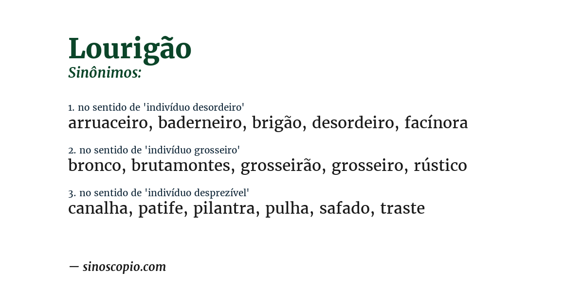 Sinônimo de lourigão