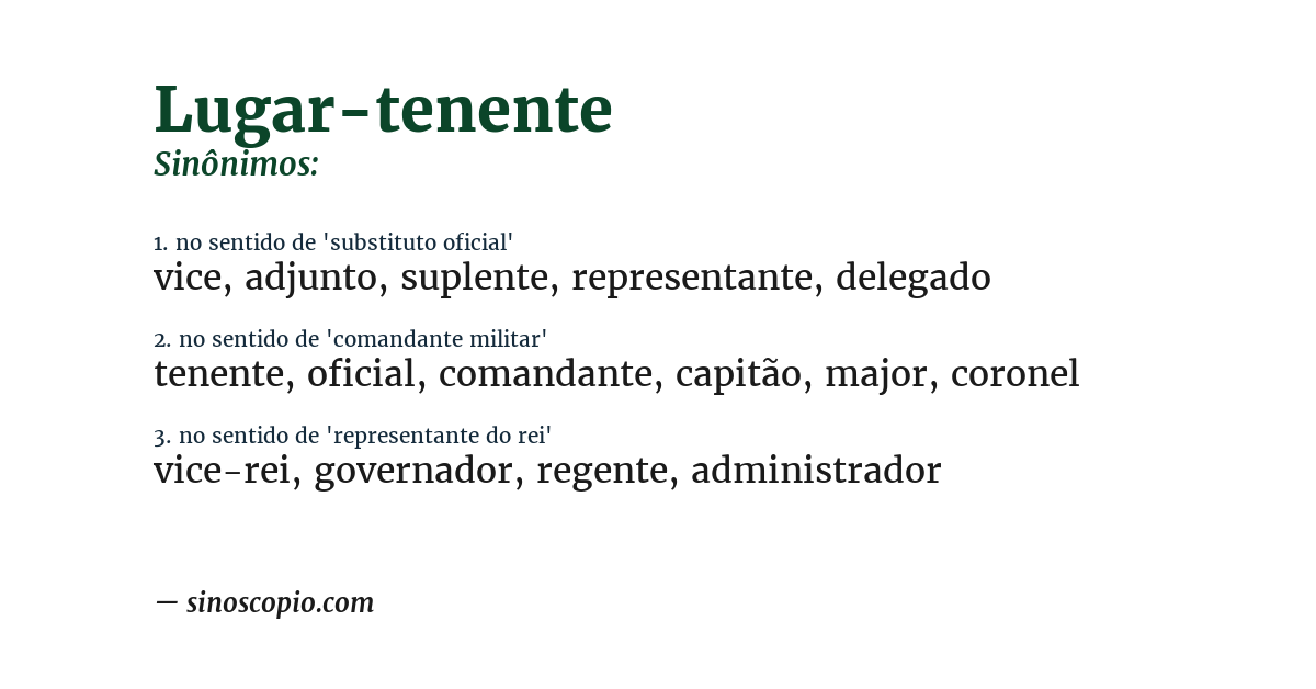 Sinônimo de lugar-tenente