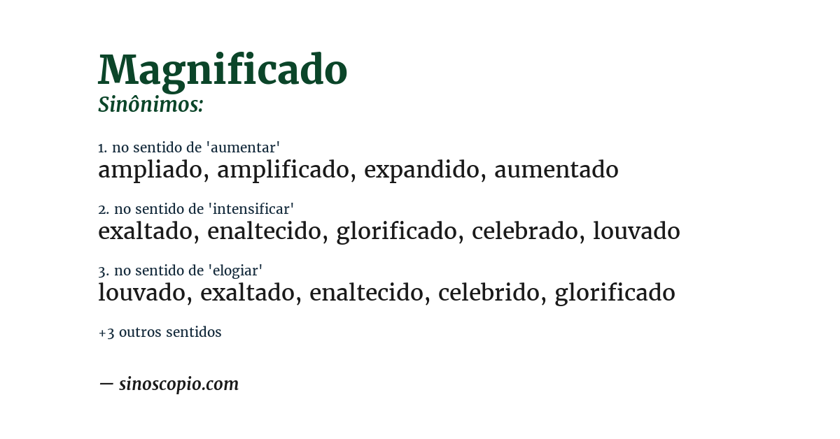 Sinônimo de magnificado