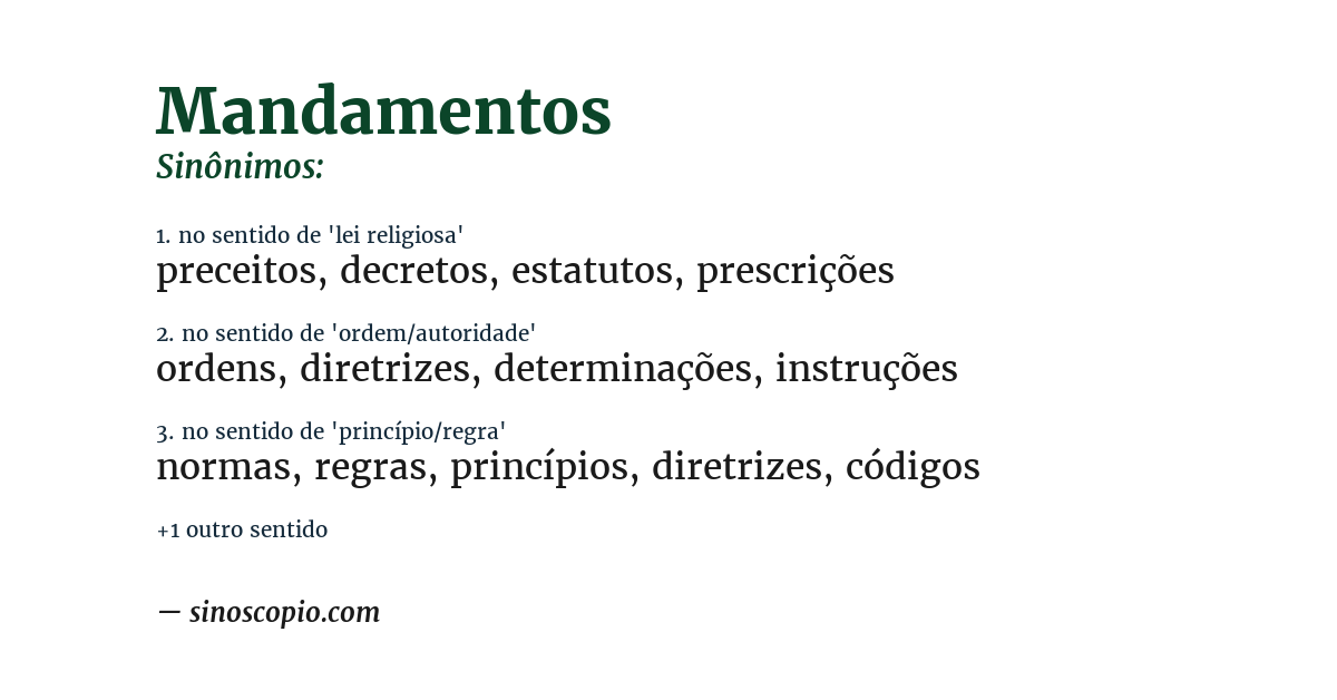 Sinônimo de mandamentos
