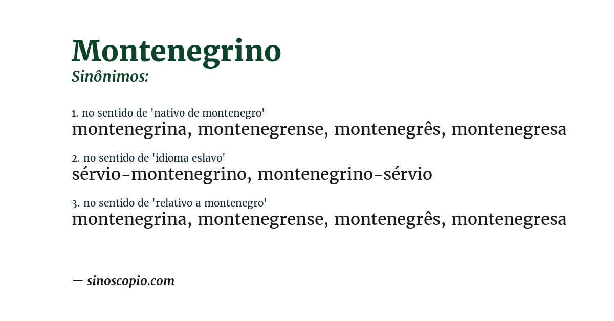 Sinônimo de montenegrino