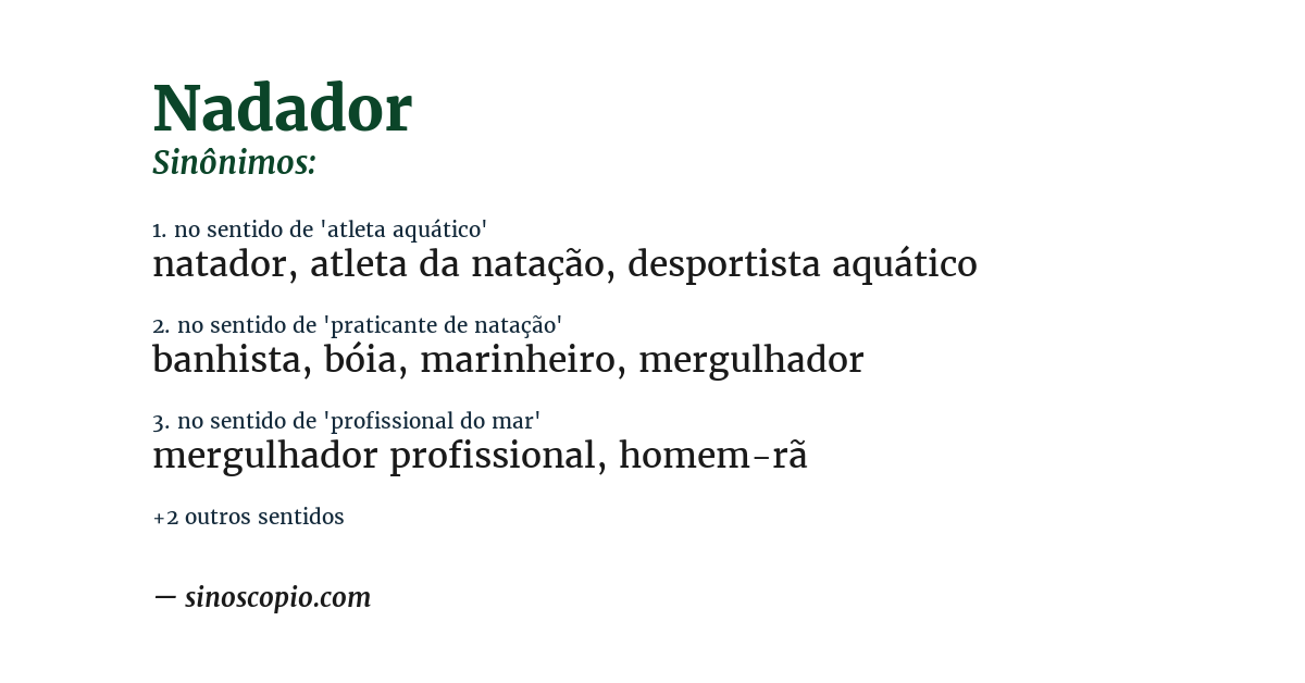 Sinônimo de nadador