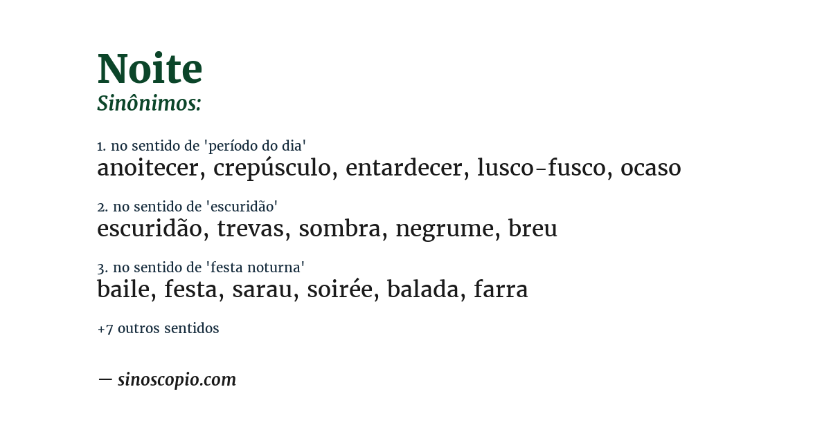 Sinônimo de noite