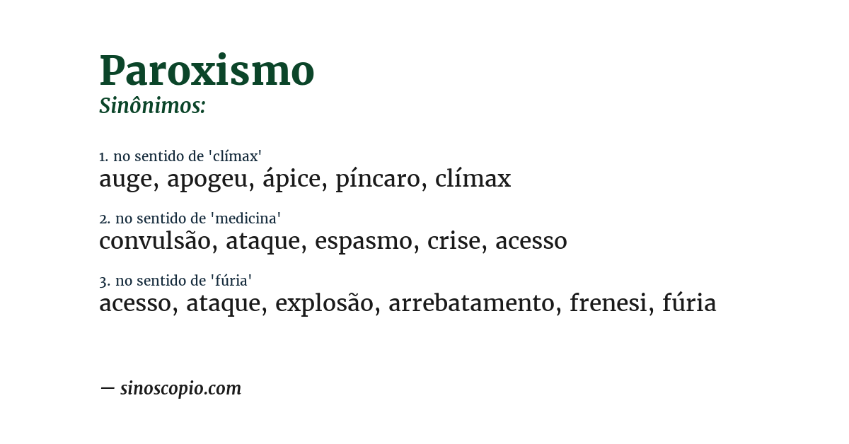 Sinônimo de paroxismo