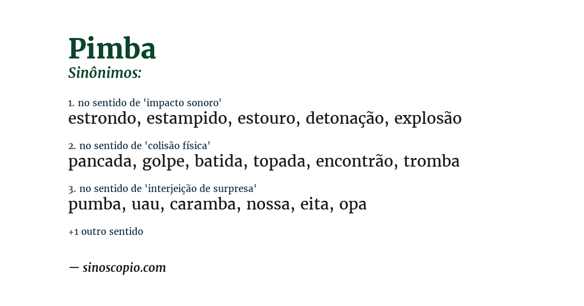 Sinônimo de pimba