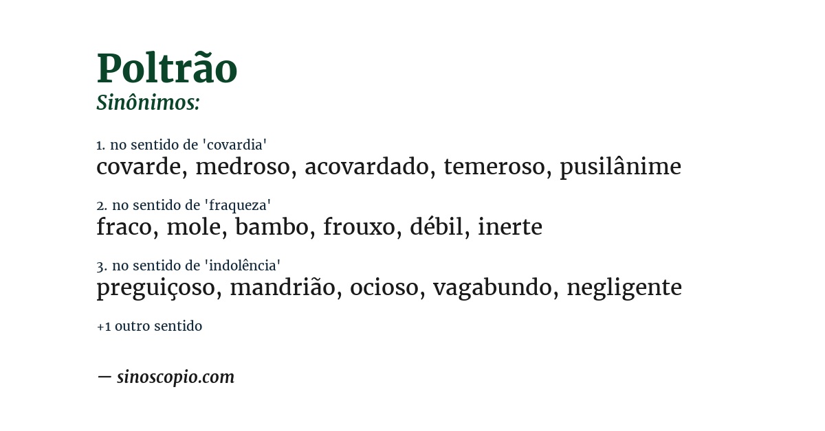 Sinônimo de poltrão