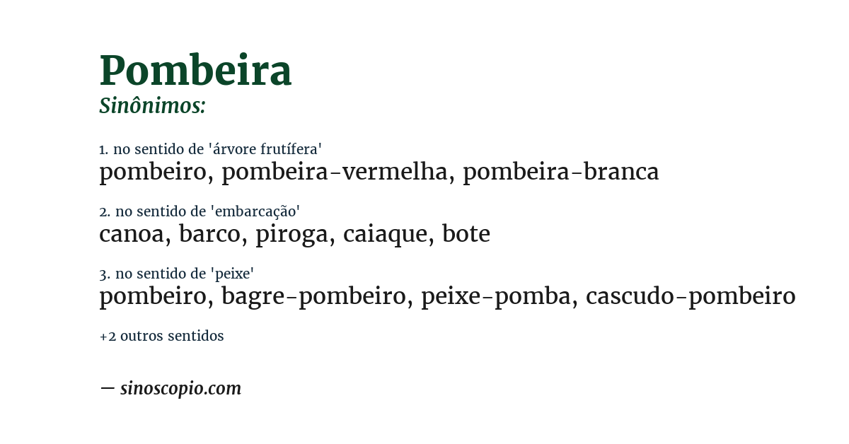 Sinônimo de pombeira