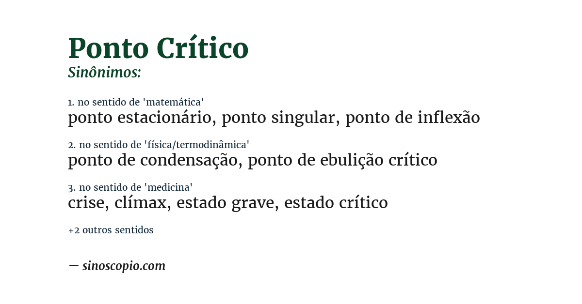 Sinônimo de ponto crítico