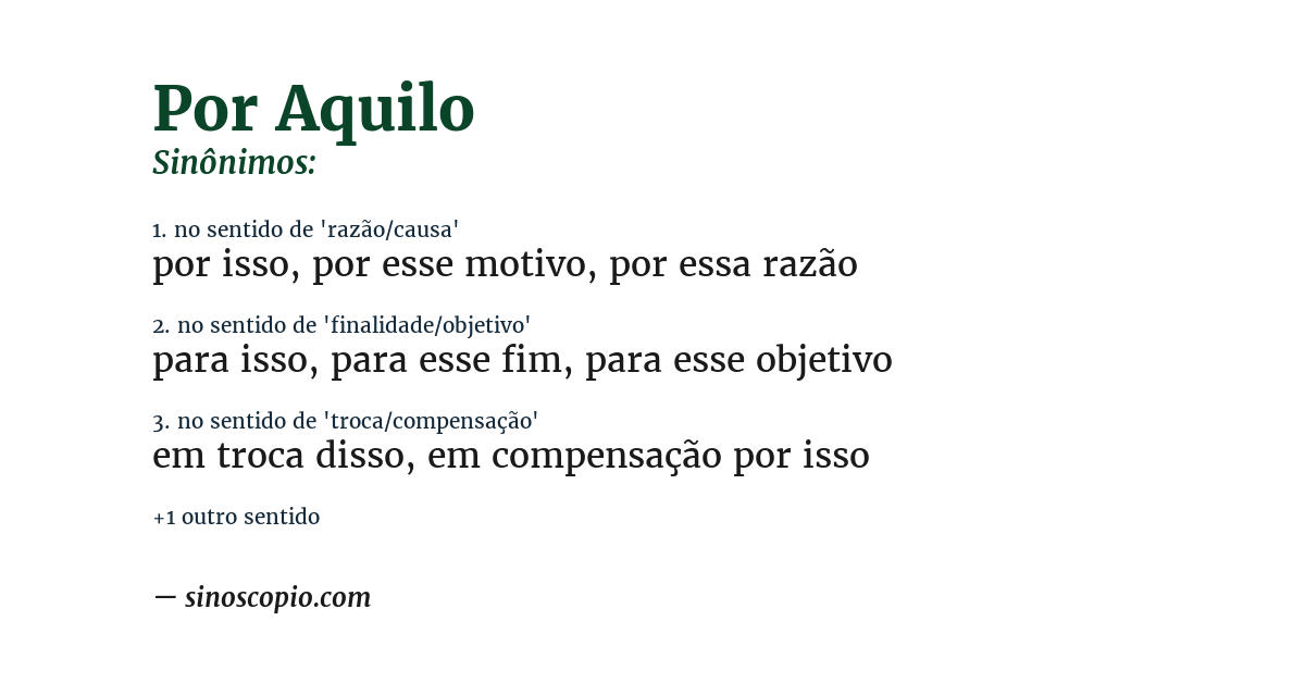 Sinônimo de por aquilo