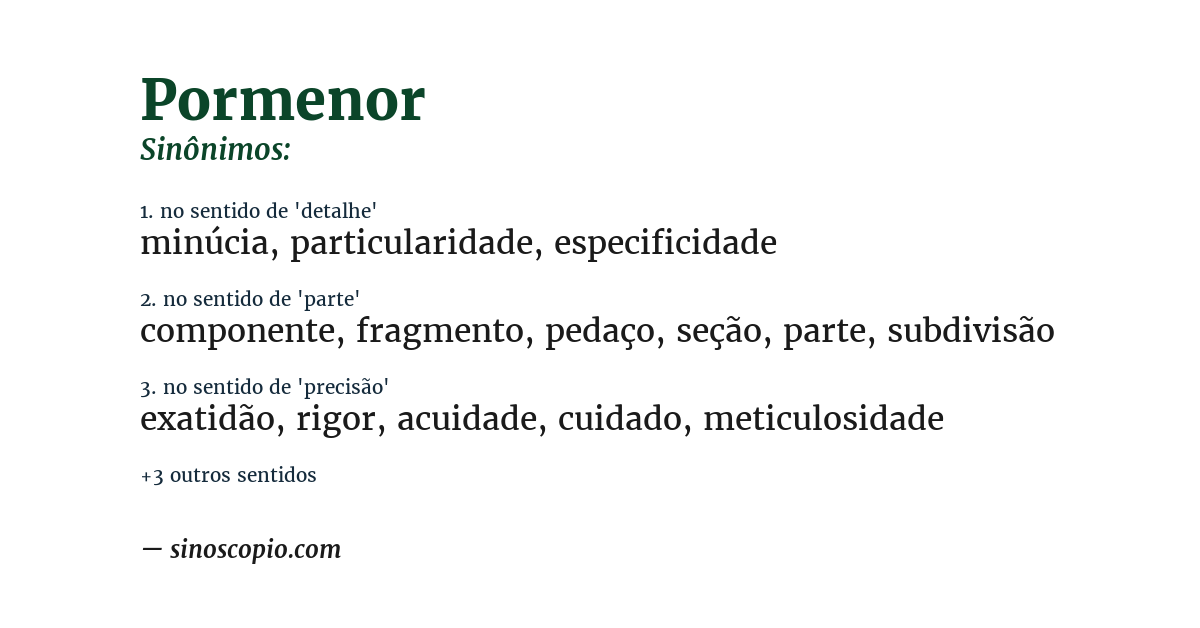 Sinônimo de pormenor