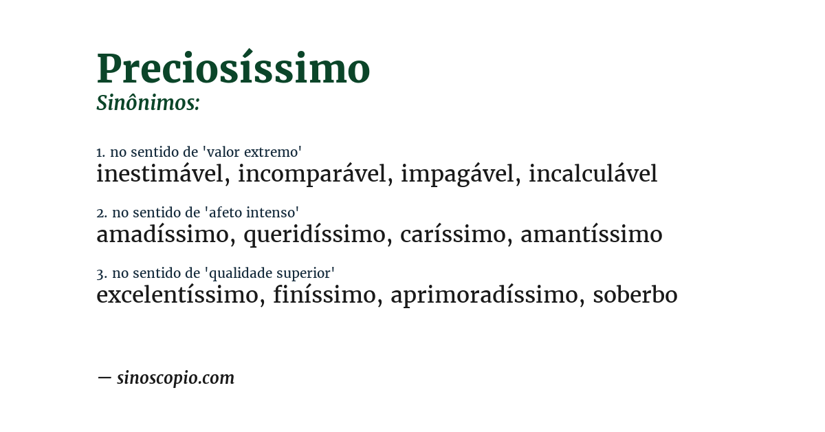 Sinônimo de preciosíssimo