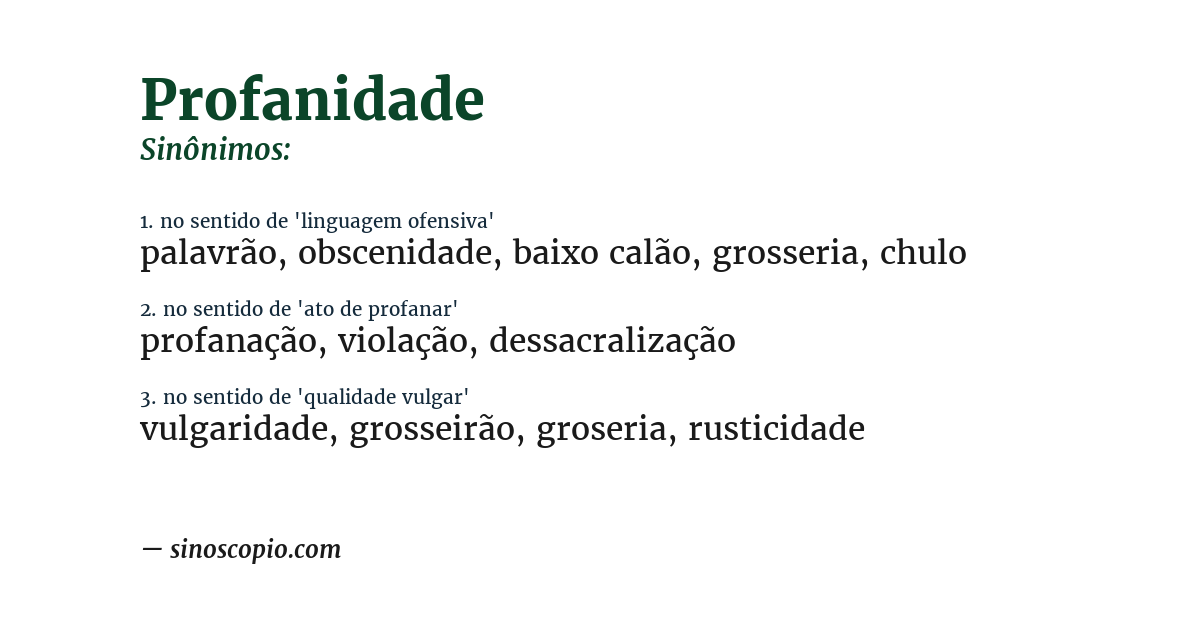 Sinônimo de profanidade