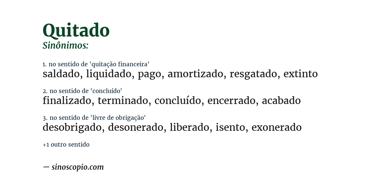 Sinônimo de quitado