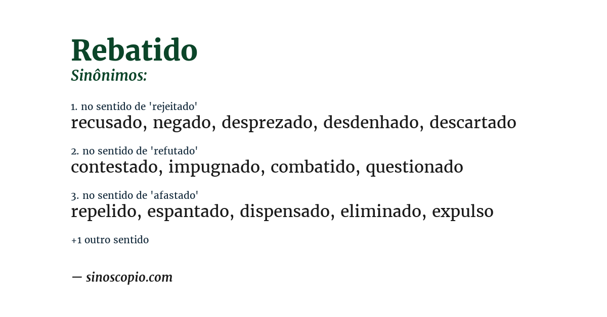 Sinônimo de rebatido