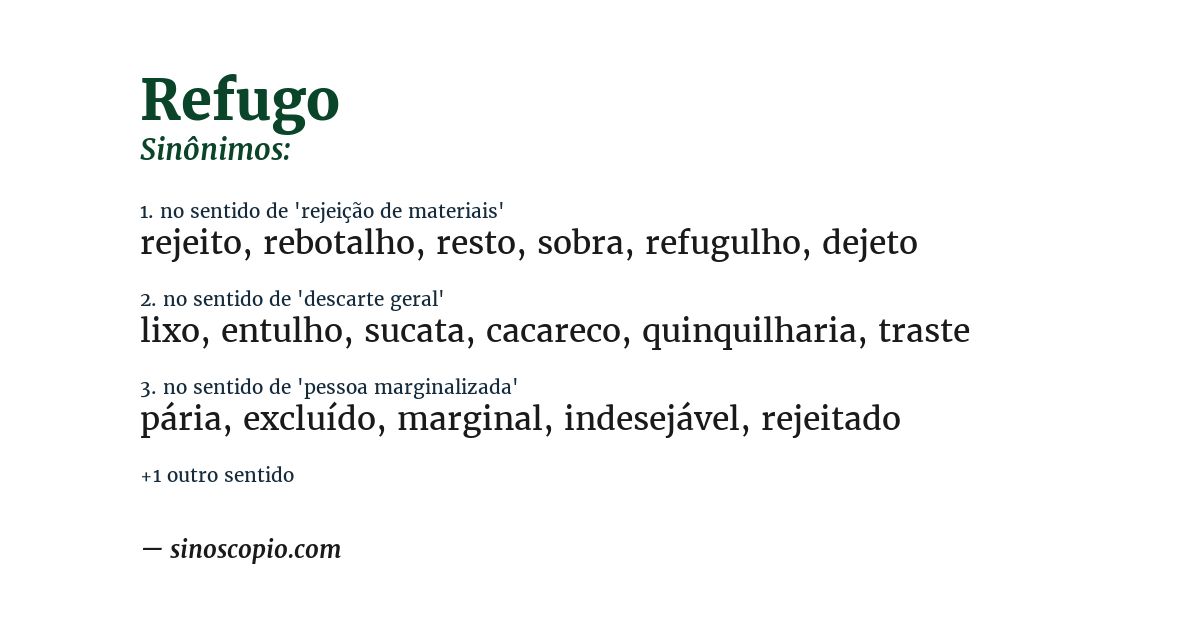 Sinônimo de refugo