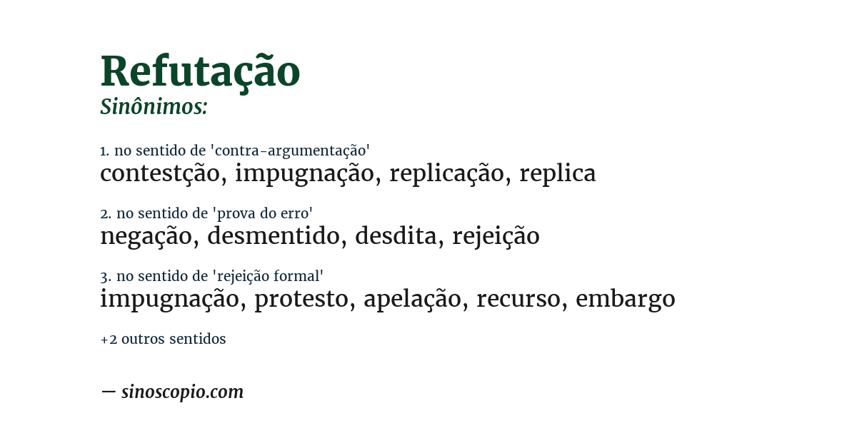 Sinônimo de refutação