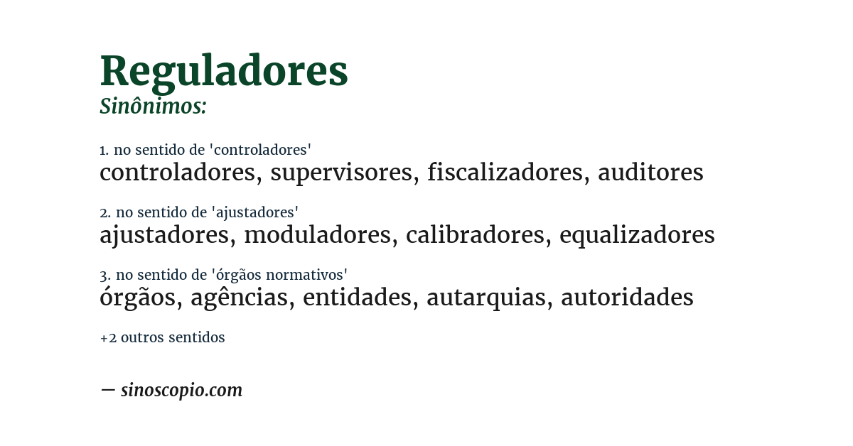 Sinônimo de reguladores