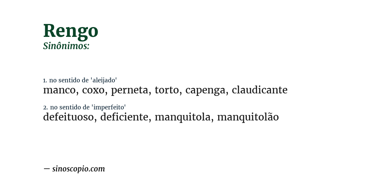 Sinônimo de rengo