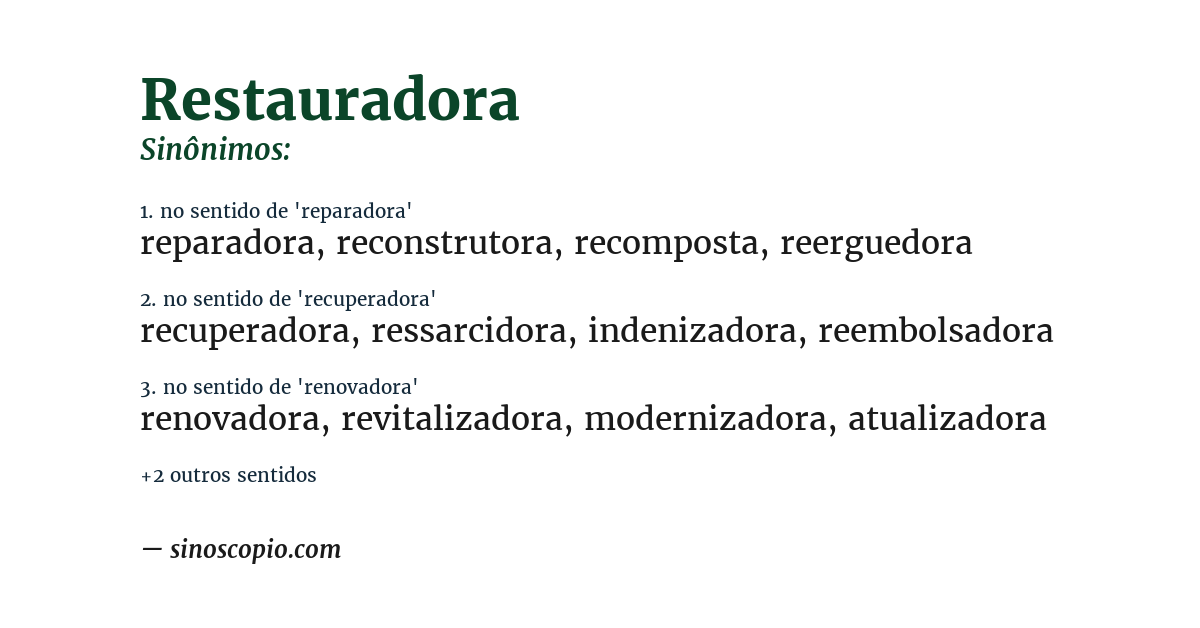 Sinônimo de restauradora