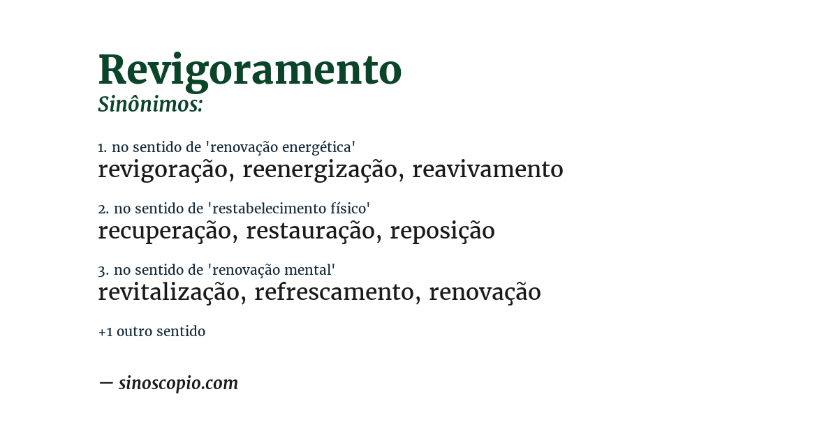 Sinônimo de revigoramento
