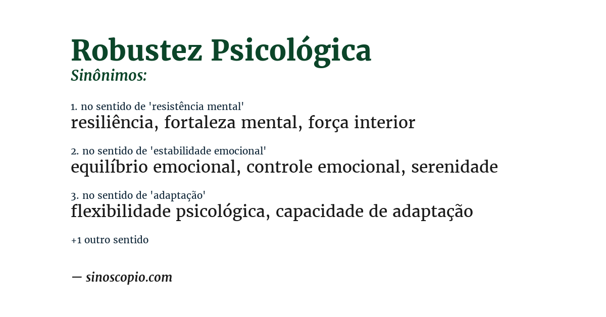Sinônimo de robustez psicológica