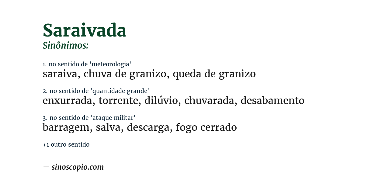 Sinônimo de saraivada
