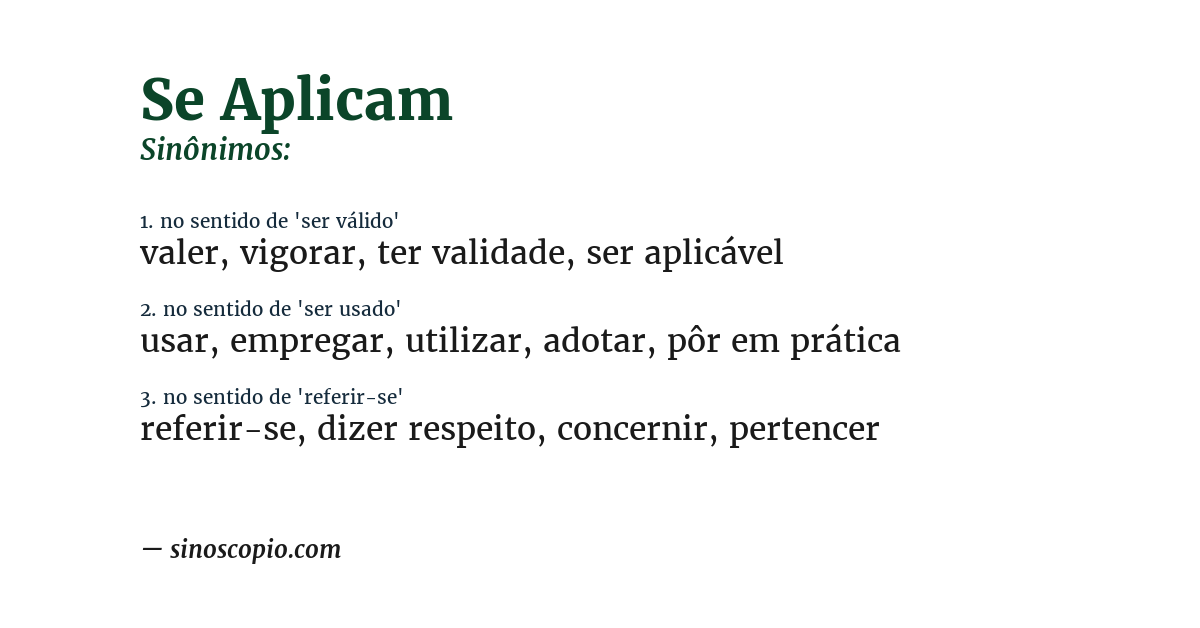 Sinônimo de se aplicam
