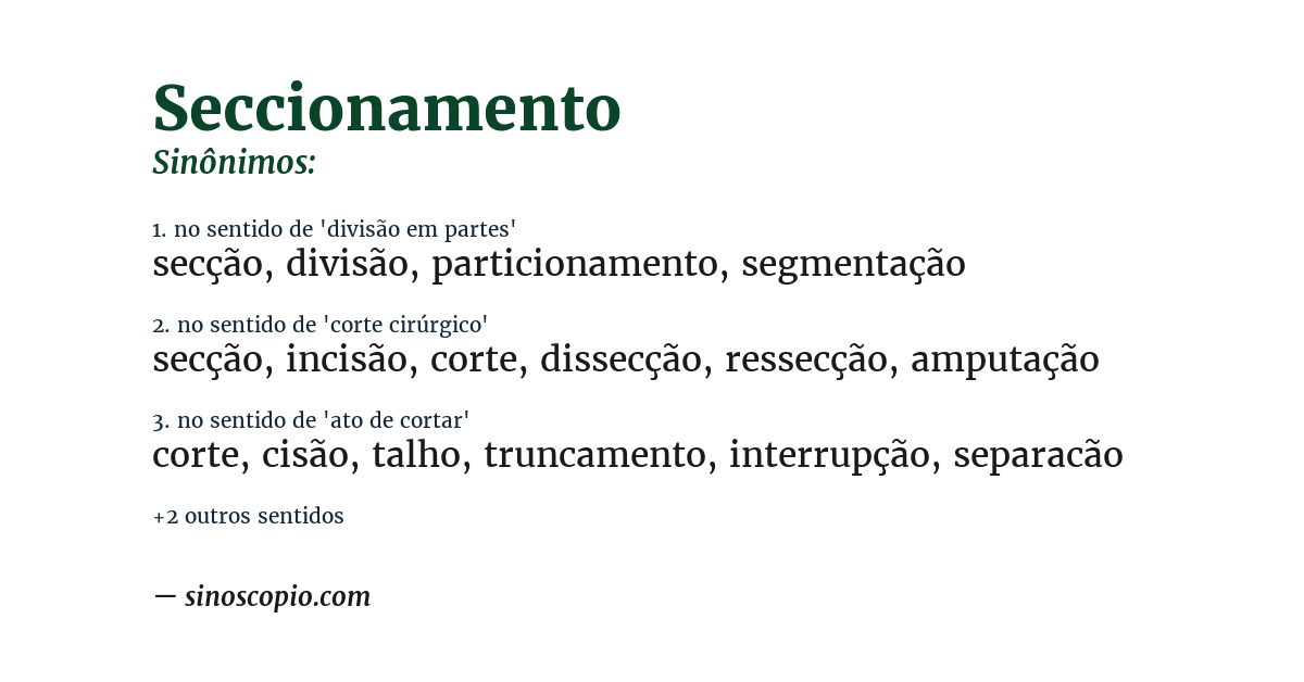 Sinônimo de seccionamento