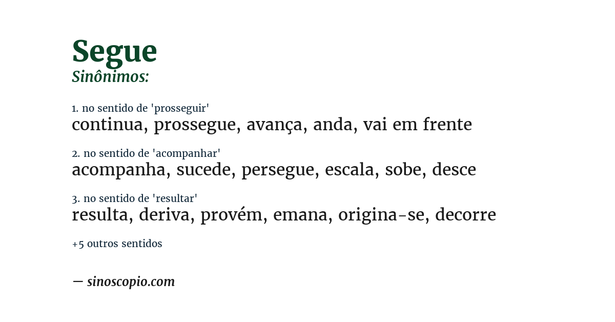 Sinônimo de segue