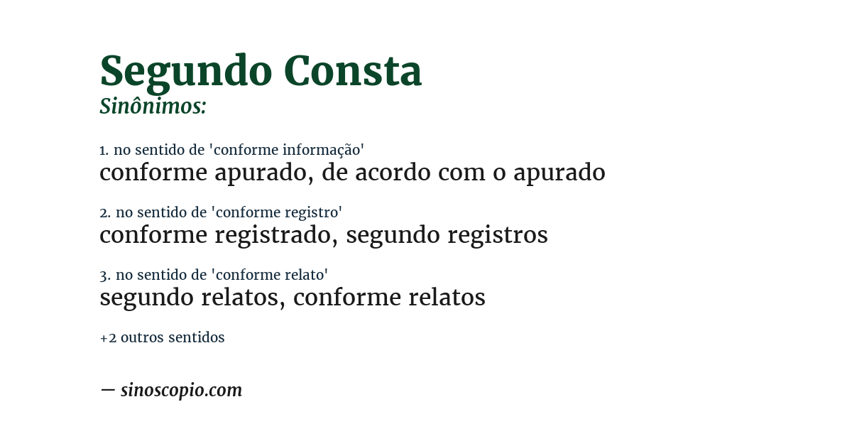 Sinônimo de segundo consta