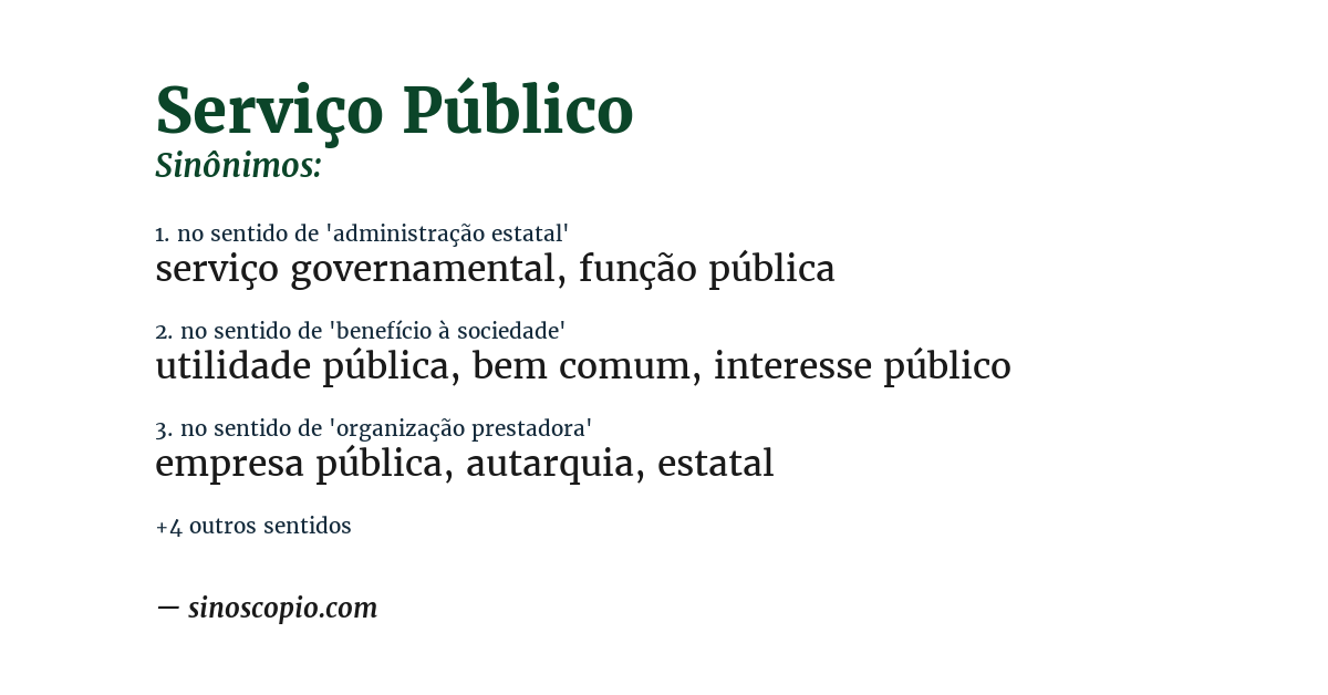 Sinônimo de serviço público
