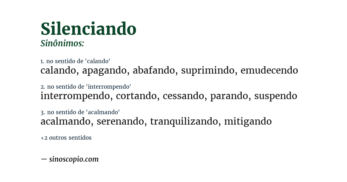 Sinônimo de silenciando