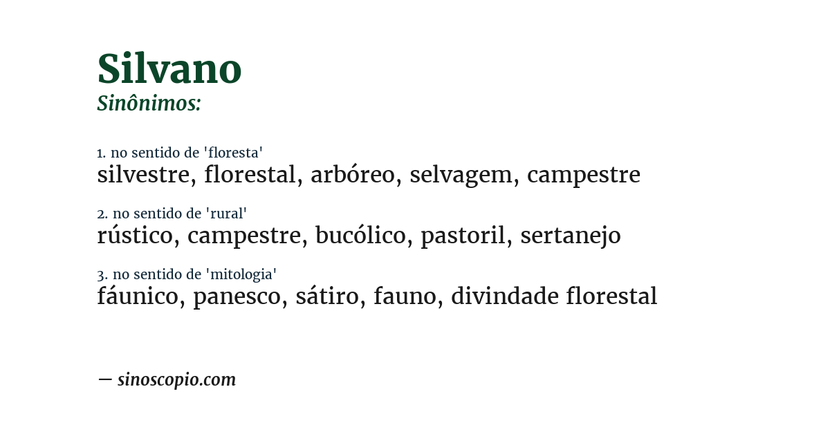 Sinônimo de silvano