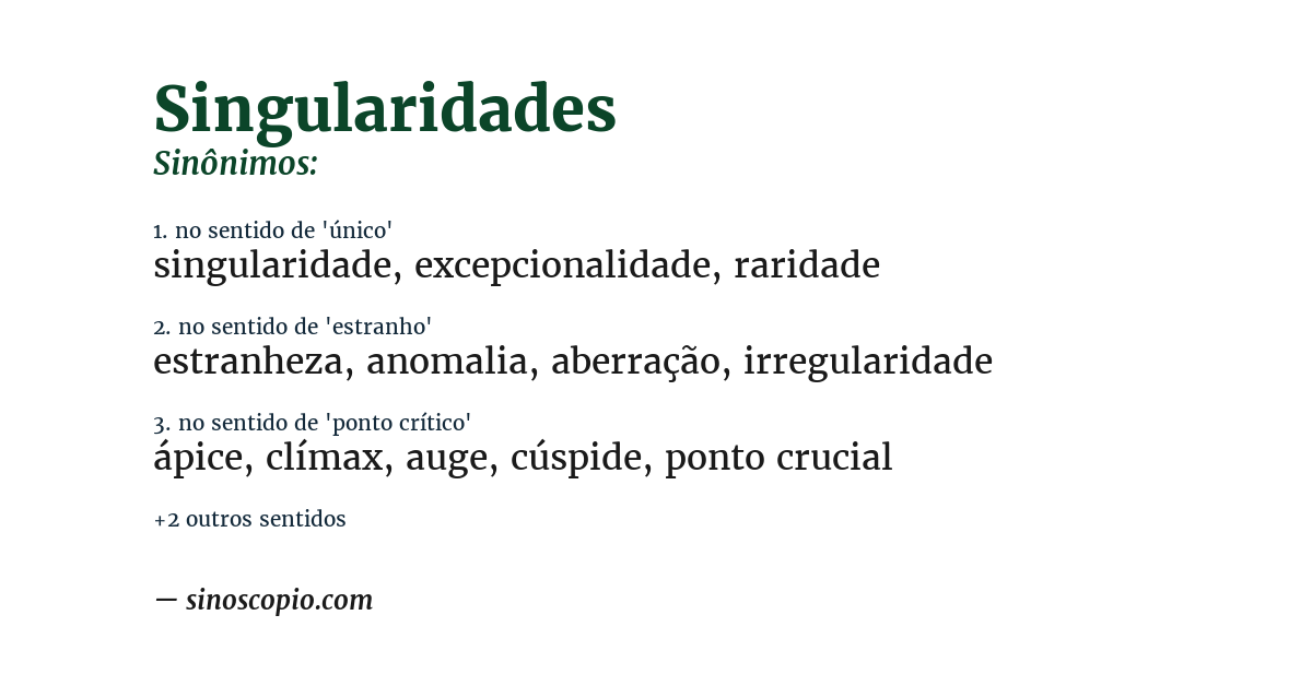 Sinônimo de singularidades