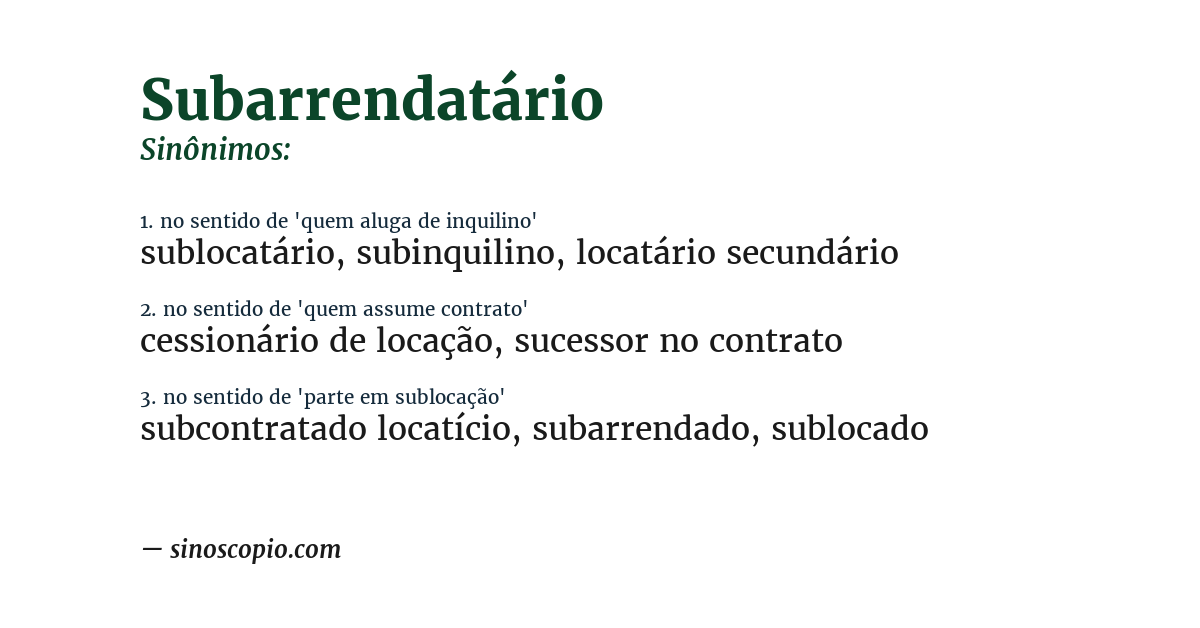 Sinônimo de subarrendatário
