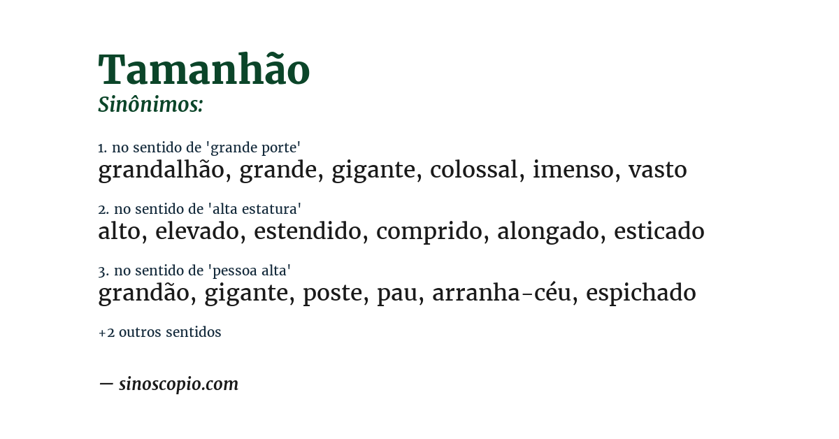 Sinônimo de tamanhão