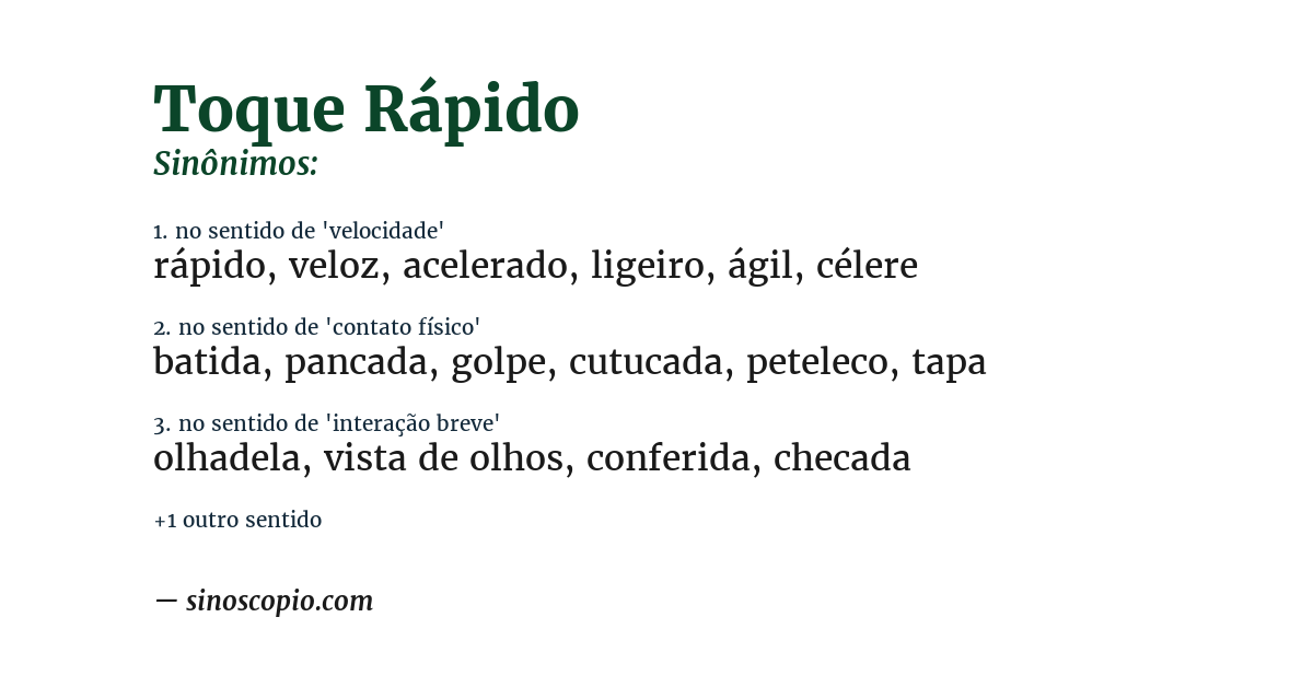 Sinônimo de toque rápido