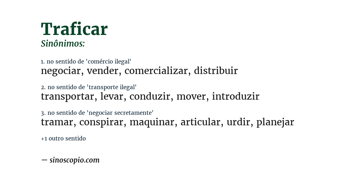 Sinônimo de traficar